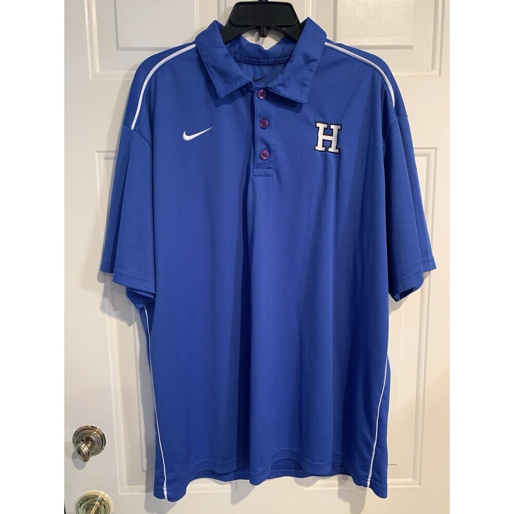 Nike Dri-fit Royal Blue Men’s Polo Shirt With White “H” Size XL